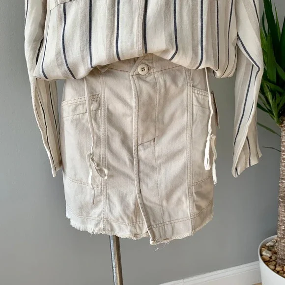 Free People Alpha Utility Raw-Edge Mini Skirt in Tan Size 8 - Picture 3 of 12